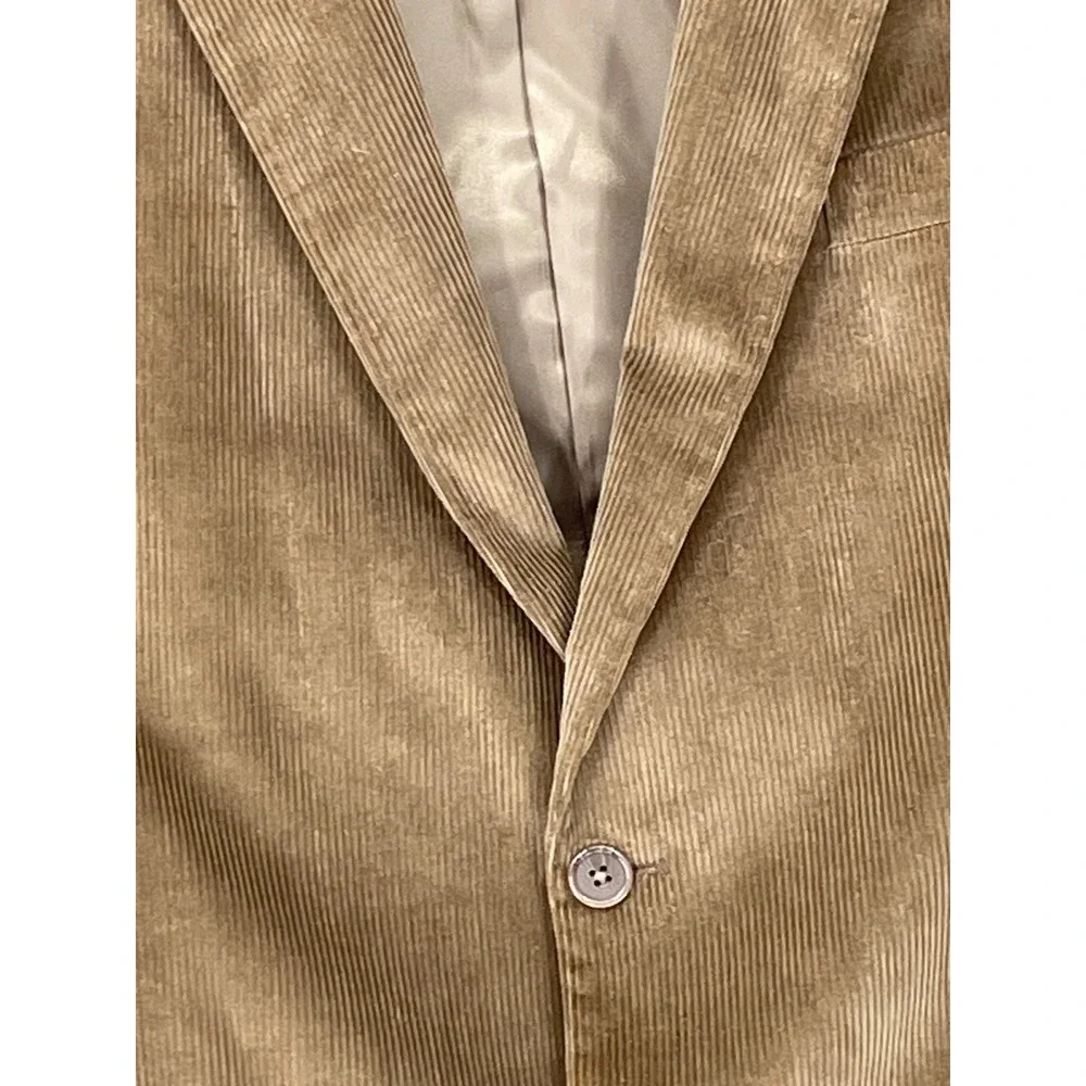 Saddlebred Mens Blazer‎ 46L Corduroy Tan Brown Two Button Sport Coat Preppy
